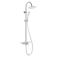 WATERWAY hoofddouche met ééngreepsmengkraan en planchet, chroom-wit wellness-hoofddouche met antikalk nozzles, hoofddouche: ca. 20 x 20 cm handdouche met antikalk nozzles, maat: (b x. L) ca. 6,4 x - thumbnail