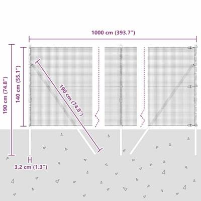 VidaXL Afrasteringspaal zilver 10 x 1,4 m (16 x 16 mm gaas) staal