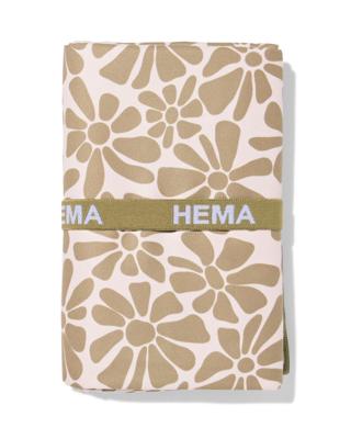 HEMA Strandlaken 110x175cm microvezel bloemen (khaki)