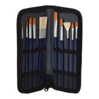 Kwasten Set voor Gouache In Opbergtas. 10st. - thumbnail