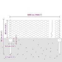 VidaXL Hek met paal zilver 0,4 x 50 m staal - thumbnail