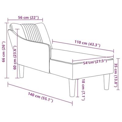 Chaise longue met rechterarmleuning stof wolk grijs Chaise longue met rechterarmleuning stof wolk grijs