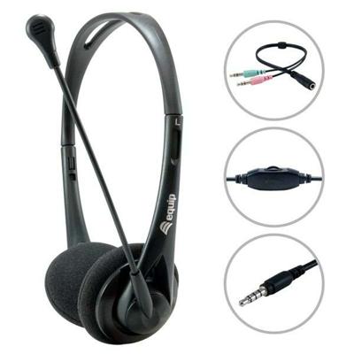 Equip 245302 chat headset, 3.5mm, head-band, calls & music, binaural, rotary, black