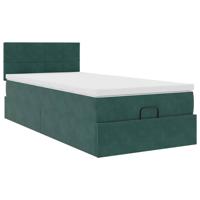 Ottoman bed met matras 100x200 cm fluweel donkergroen - thumbnail
