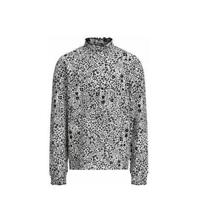 WE Fashion top met all over print zwart/wit