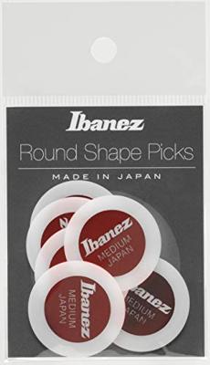 Ibanez PPA1M-WH Round Shape Pick plectrums 6-pack wit-rood medium Ibanez PPA1M-WH Round Shape Pick plectrums 6-pack wit-rood medium