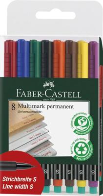 Faber Castell Marker Multimark permanent - S - 8-delig etui