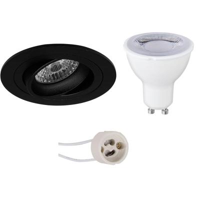 Dimbare LED Inbouwspot GU10 - Mat Zwart - 6W Warm Wit 3000K - Ø92mm