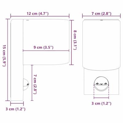Buiten Wandlamp Zwart 12 x 7 x 15 cm Roestvrij staal