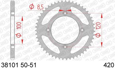 Achtertandwiel Beta RR 51 tands