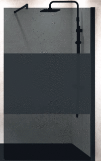 Inloopdouche Novellini Kuadra met Donkere Middenband 100x200 cm Mat Zwart Profiel