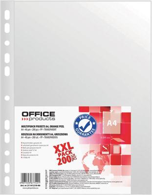 OFFICE products geperforeerde showtas, A4, 40 micron, gekorreld, pak van 200 stuks