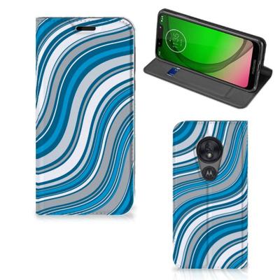 Motorola Moto G7 Play | Hoesje met Magneet | Waves Blue Motorola Moto G7 Play | Hoesje met Magneet | Waves Blue