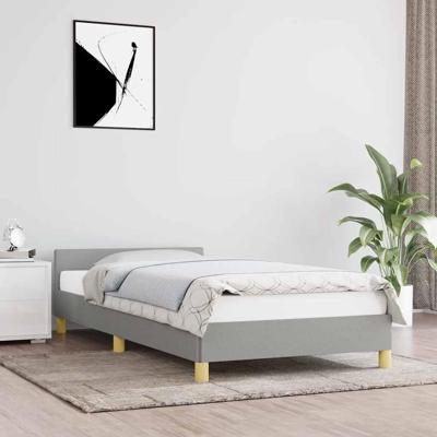 Bedframe met hoofdeinde stof lichtgrijs 100x200 cm