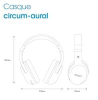 RYGHT Tempo Draadloze hoofdtelefoon, helder stereogeluid, 20 uur looptijd, opvouwbaar, licht, muziekbediening, volume, oproepen beantwoorden, spraakassistent, gevoerde oordopjes, wit - thumbnail