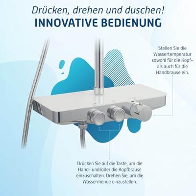 Saqu Total Control regendoucheset met 3 straalsoorten en planchet Ø30cm chroom