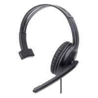 Manhattan Mono USB-Headset Over-Ear kabelgebunden USB-A-Stecker Lautstärkeregelung schwarz Over Ear headset Kabel Computer Mono Zwart Volumeregeling, Microfoon - thumbnail