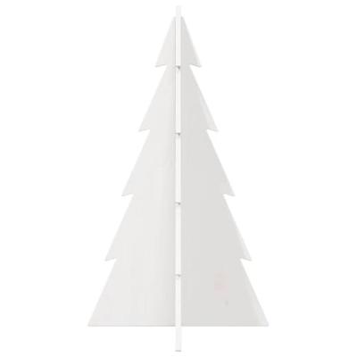 Kerstdecoratie kerstboom 80 cm massief grenenhout wit - thumbnail