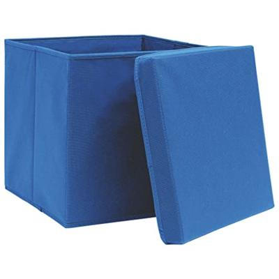 VidaXL Opbergboxen met deksel 4 st 28x28x28 cm blauw VidaXL Opbergboxen met deksel 4 st 28x28x28 cm blauw