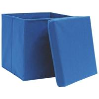 VidaXL Opbergboxen met deksel 4 st 28x28x28 cm blauw - thumbnail