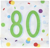 Feestservetten 80 Jaar Confetti (20st) - thumbnail