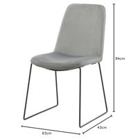 Nohr Eetkamerstoel 'Kandise' Velvet, kleur Grijs - thumbnail