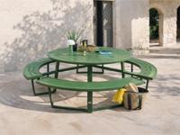 Ronde picknicktafel PERUGIA 8 personen aluminium groen - thumbnail