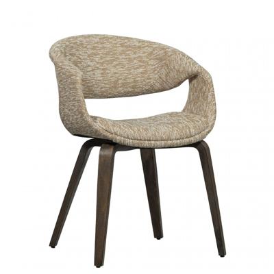 WOOOD Eetkamerstoel 'Yossi' Geweven stof, kleur Zand/Bruin