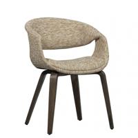 WOOOD Eetkamerstoel 'Yossi' Geweven stof, kleur Zand/Bruin - thumbnail