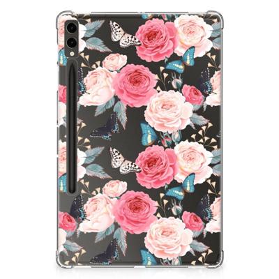 Samsung Galaxy Tab S9 Plus | Siliconen hoesje | Butterfly Roses Samsung Galaxy Tab S9 Plus | Siliconen hoesje | Butterfly Roses