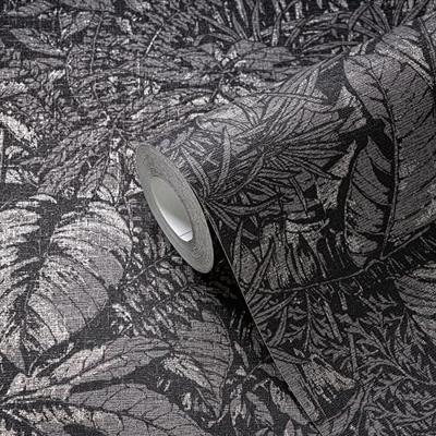 Livingwalls Smart Surfaces - Zwart - Floraal - 395606