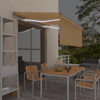 VidaXL Luifel automatisch met gordijn led windsensor 3x2,5 m geel wit - thumbnail