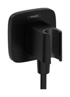 Hansgrohe FixFit Q muuraansluitbocht met handdouchehouder, mat zwart - thumbnail