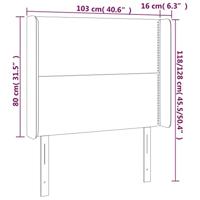 Hoofdbord LED 103x16x118/128 cm fluweel lichtgrijs - thumbnail