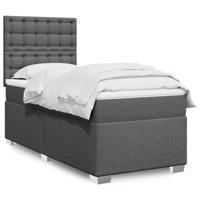 Boxspring met matras stof donkergrijs 80x200 cm - thumbnail