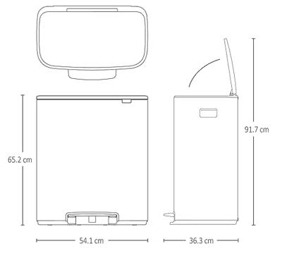 Brabantia Bo Pedaalemmer - 2x30L - 2 kunststof binnenemmers - platinum 211546 Brabantia Bo Pedaalemmer - 2x30L - 2 kunststof binnenemmers - platinum 211546