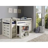 Vipack halfhoogslaper Pino met bureau - incl. lades/kast - wit - 114x105x209,3 cm - thumbnail