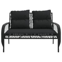 4-delige Loungeset met kussens poly rattan zwart - thumbnail