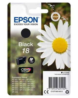 Epson inktcartridge 18, 175 pagina&apos;s, OEM C13T18014012, zwart