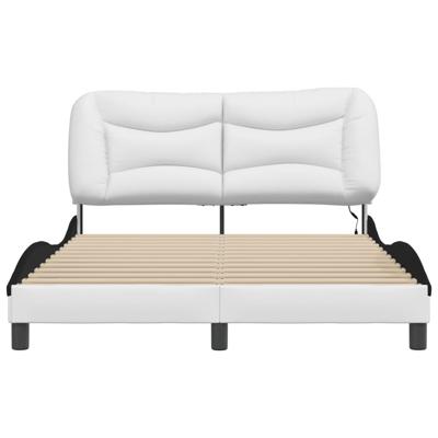 Bedframe met LED-verlichting kunstleer wit en zwart 140x200 cm - thumbnail