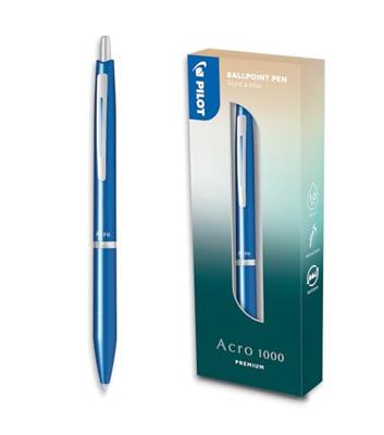 Pilot balpen Acro 1000, medium punt, in giftbox, hemelsblauw