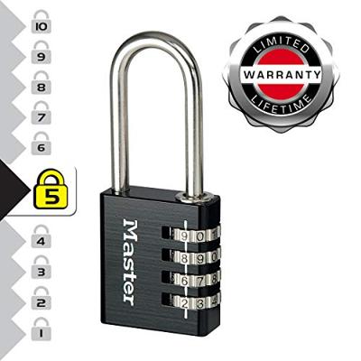 Masterlock Hangslot, 40mm, alu, 4 cijfers, zwart - 7640EURDBLKLH 7640EURDBLKLH - thumbnail