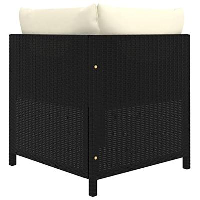 Hoekbank sectioneel met kussens poly rattan zwart - thumbnail