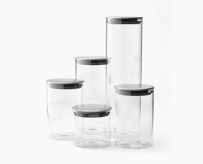 Joseph Joseph Podium Voorraadbox 1.9 l, 1.3 l, 0.9 l, 0.9 l, 0.5 l Set van 5 stuks Glas, RVS Met deksel Transparant, Zilver 95035 - thumbnail