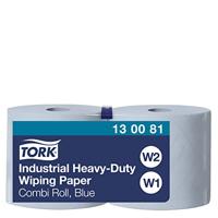 Tork Industrial Heavy Duty poetspapier rol, 3-laags, systeem W1/W2, blauw, pak van 2 rollen - thumbnail