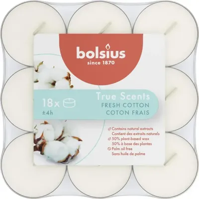 Bolsius True Scents Fris Katoen Geurtheelichten