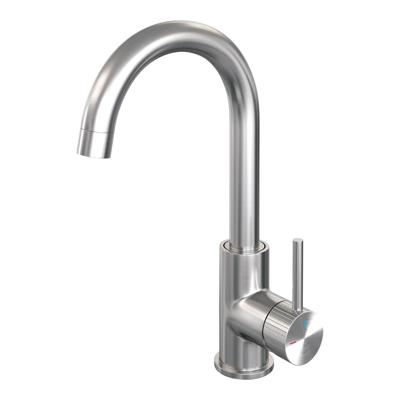 Brauer Stripe hoge opbouw wastafelmengkraan met draaibare ronde uitloop model A RVS-kleurig geborsteld PVD