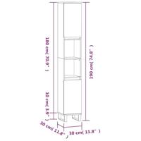 Badkamerkast 30x30x190 cm bewerkt hout wit - thumbnail
