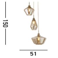 Searchlight Vide hanglampMia 3-lichts koperbrons met amber glas - 5423-3AB - thumbnail