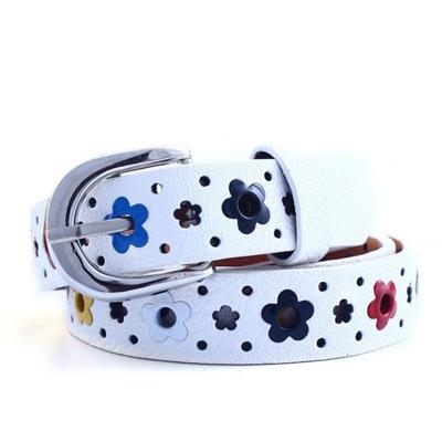 Bloemen patroon holle PU lederen riem voor kinderen (wit)